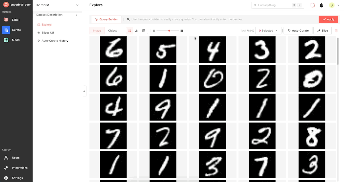 Example of Superb AI Curate scatter view for computer vision data curation.